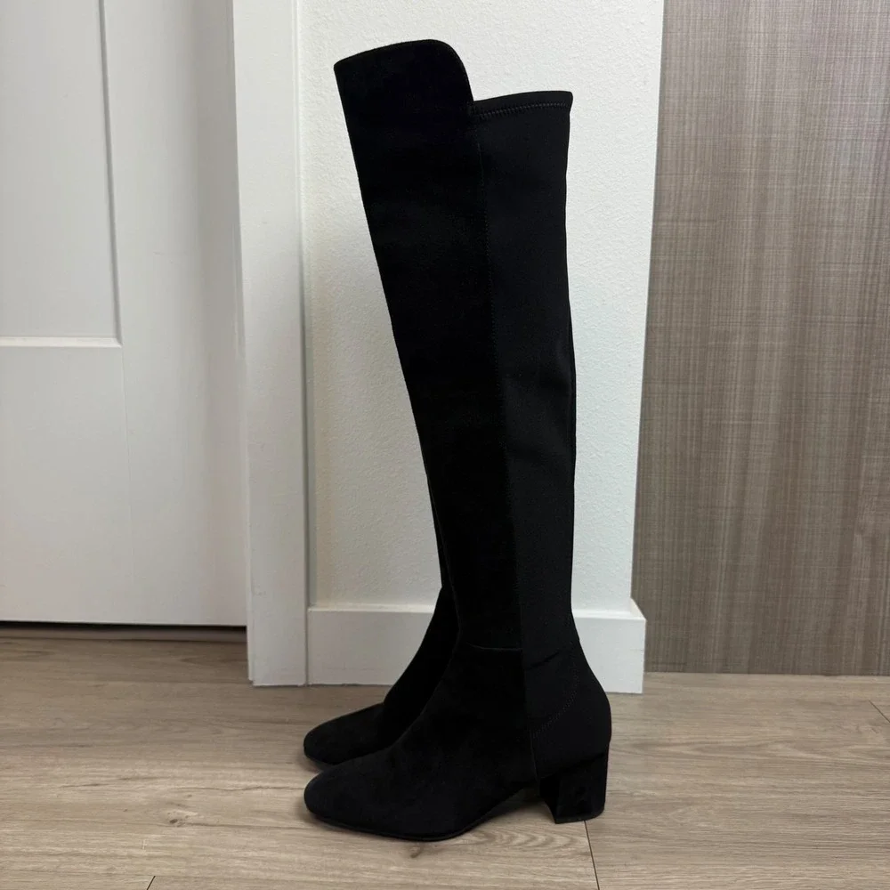 Stuart Weitzman Black Gillian 60 Microstretch Suede Over the Knee Boots Size 6.5